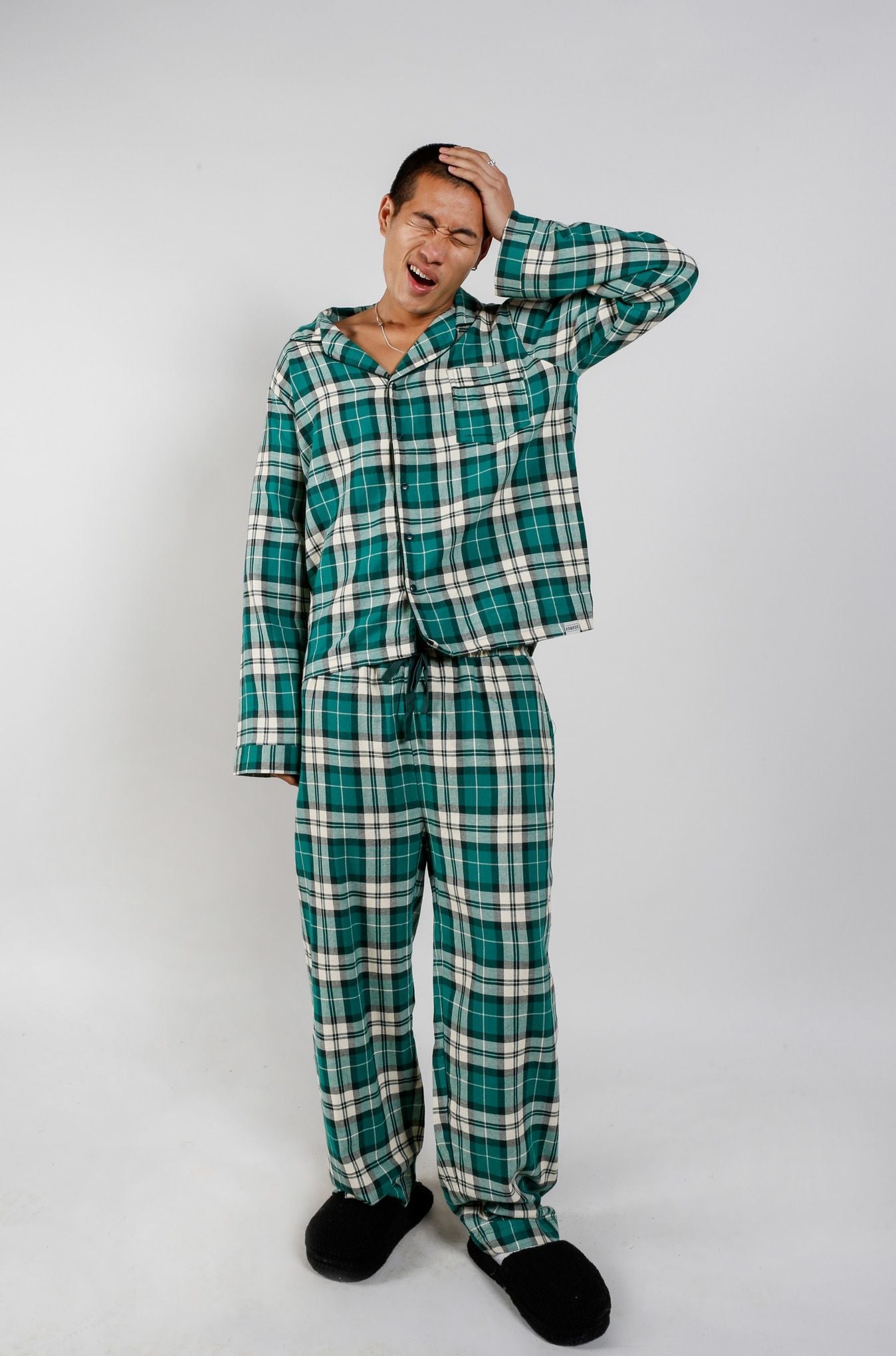 JIM JAM Mens GOTS Organic Cotton Pyjama Set - Green