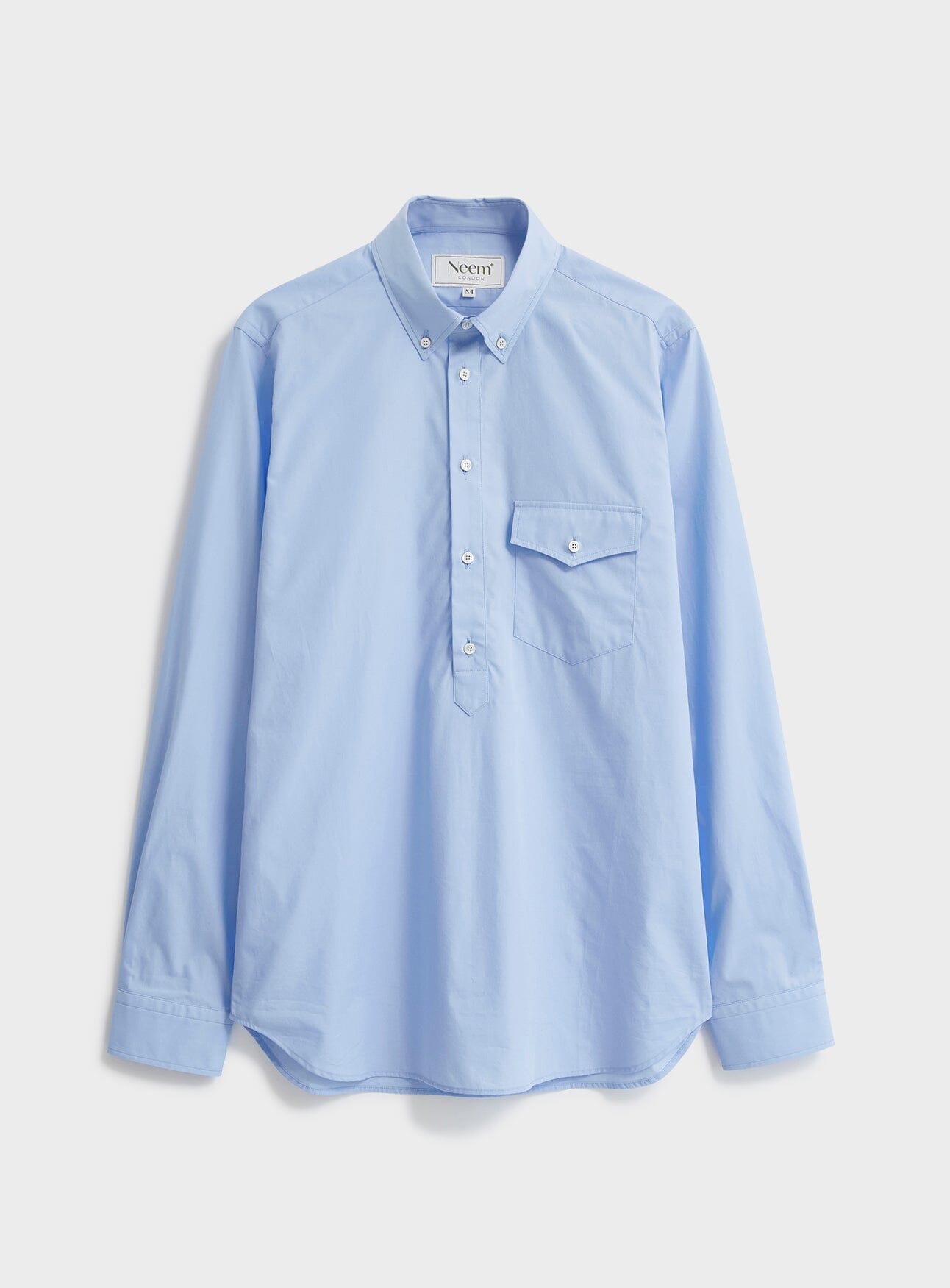 Regenerative Cotton Poplin Sky Modern Button-down Shirt Popovers Neem London 