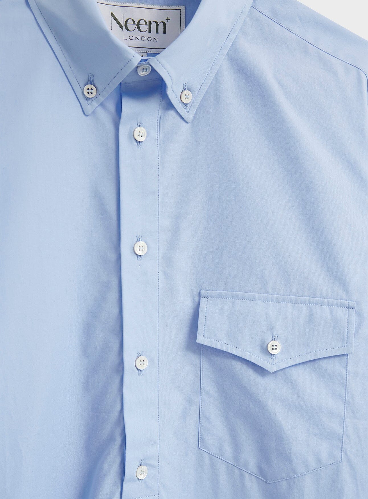 Regenerative Cotton Poplin Sky Modern Button-down Shirt Popovers Neem London 