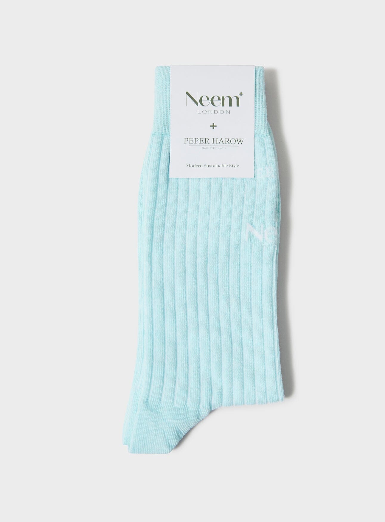 Recycled British Ribbed Cotton Sky Men's Socks Accessories Neem London 