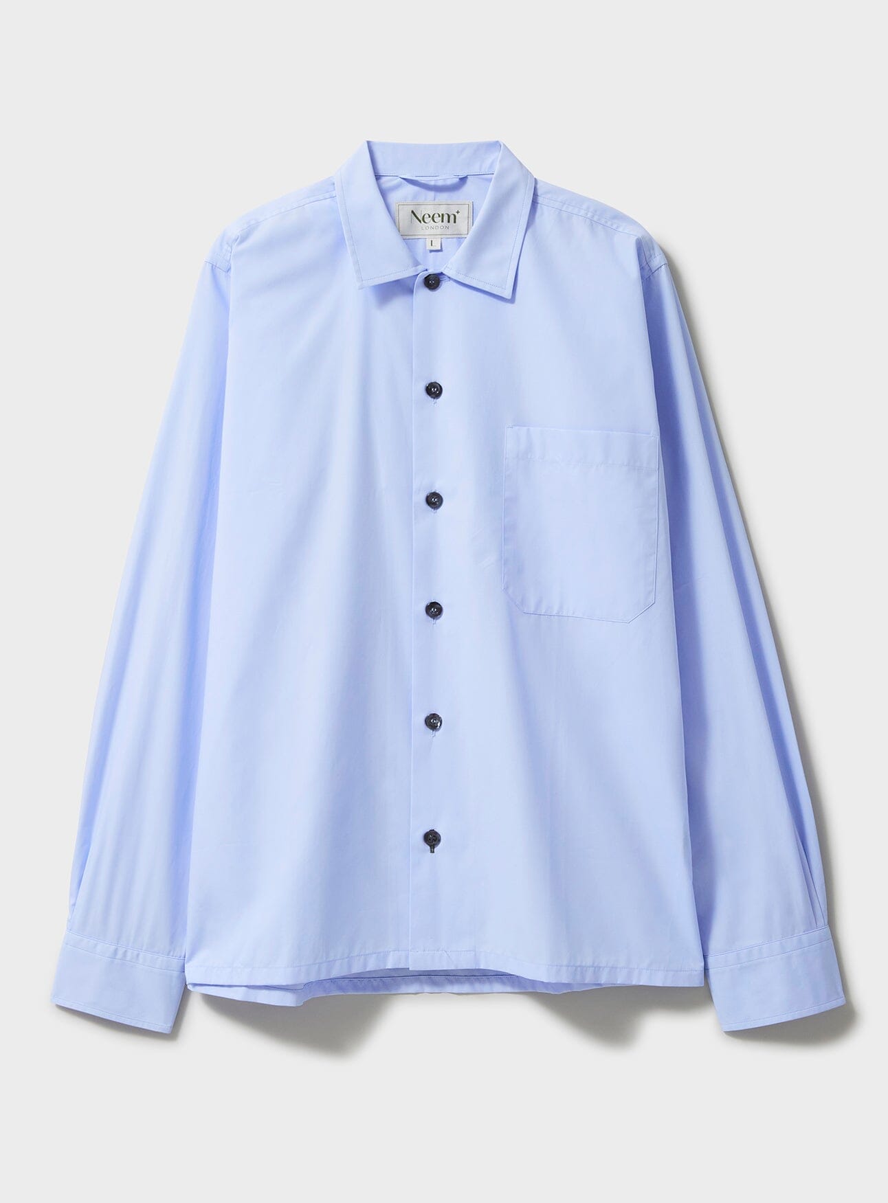 Regenerative Cotton Poplin Sky Spittalfields Over-Shirts Neem London 