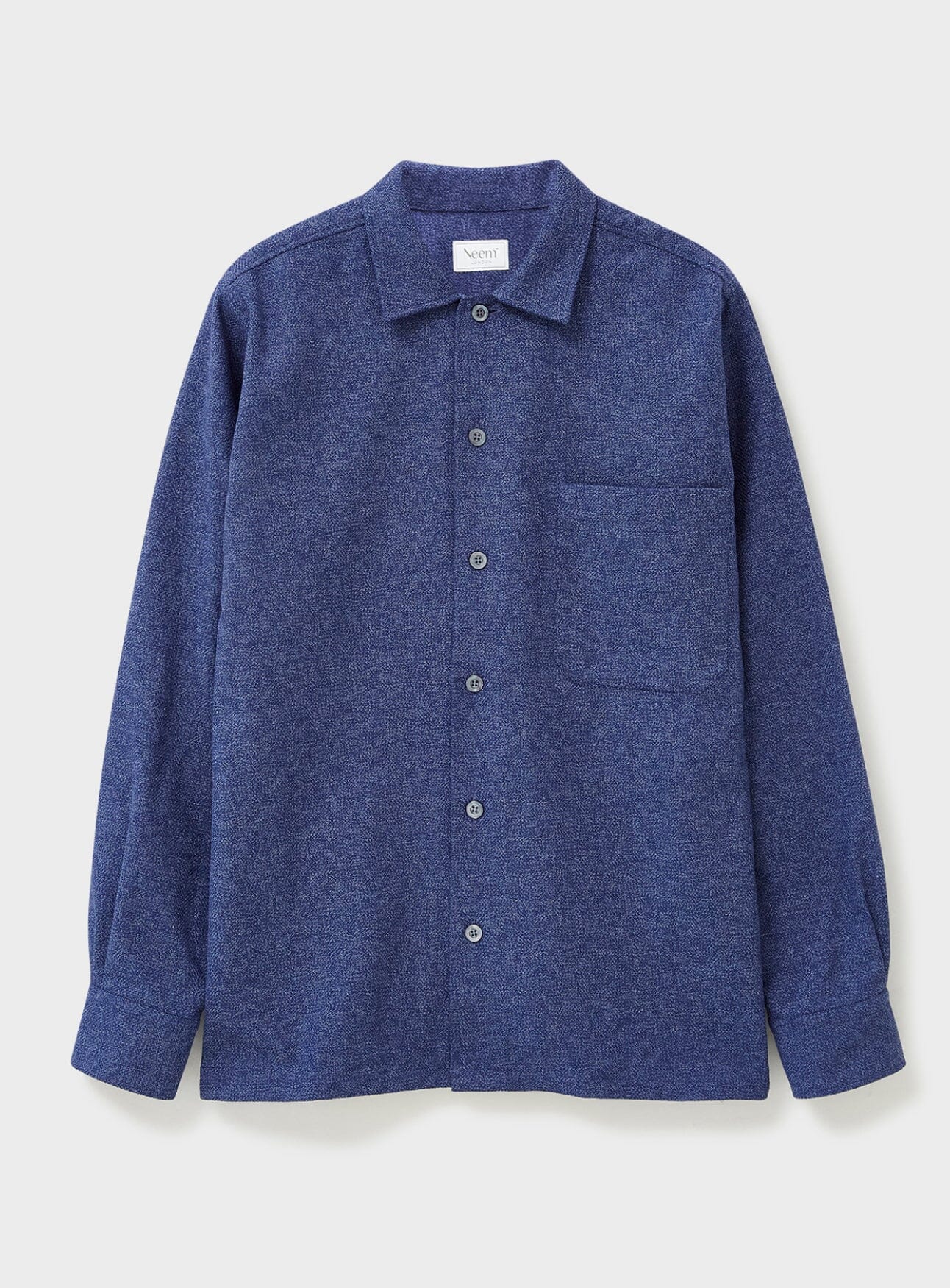 Recycled Cross Weave Spitalfields Blue Overshirt Over-Shirts Neem London 