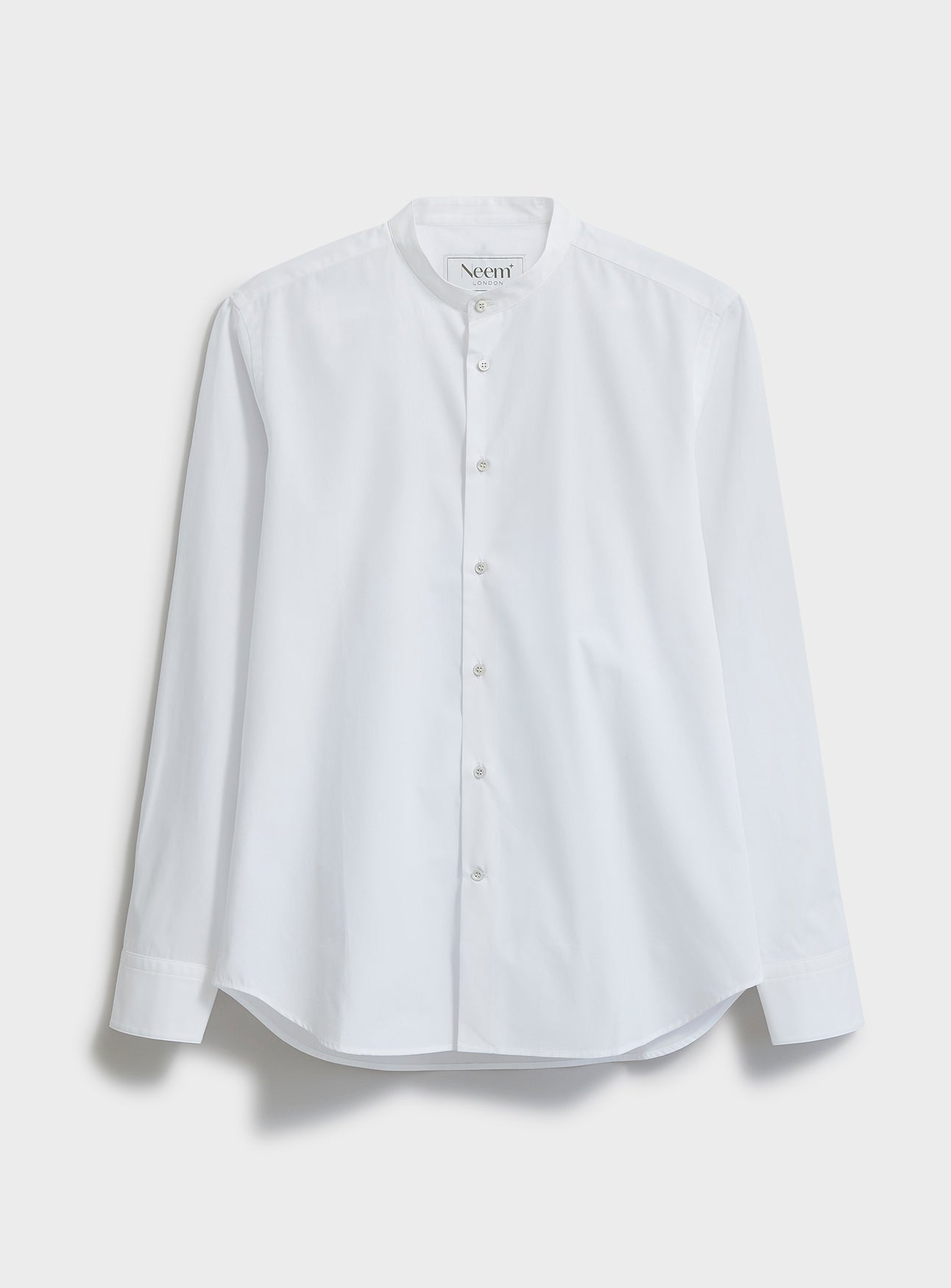 Regenerative Cotton White Poplin Nehru Shirt Pre-order Neem Global 