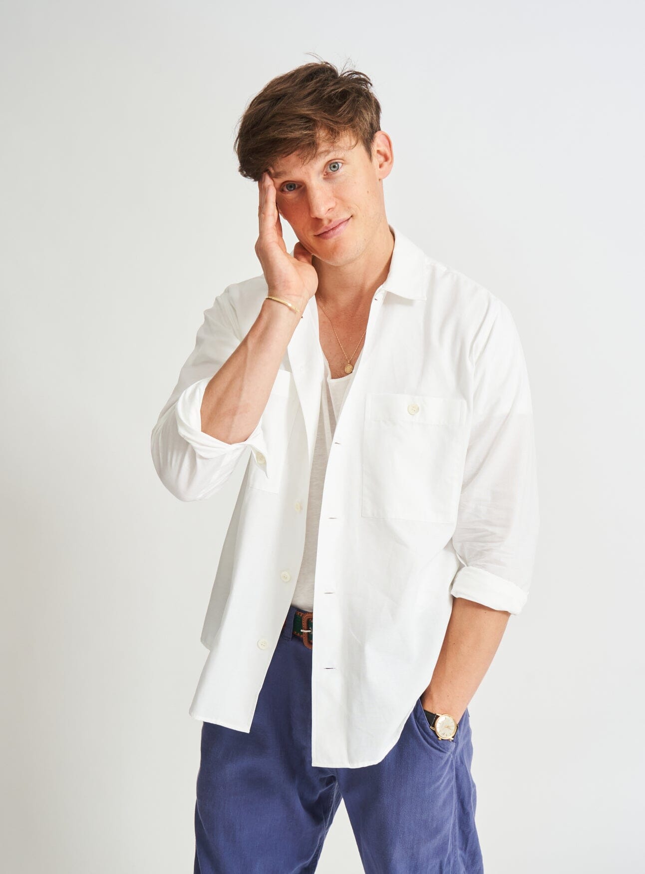 Recycled Italian White Relaxed Fit Double Pocket Over Shirt Over-Shirts Neem London 