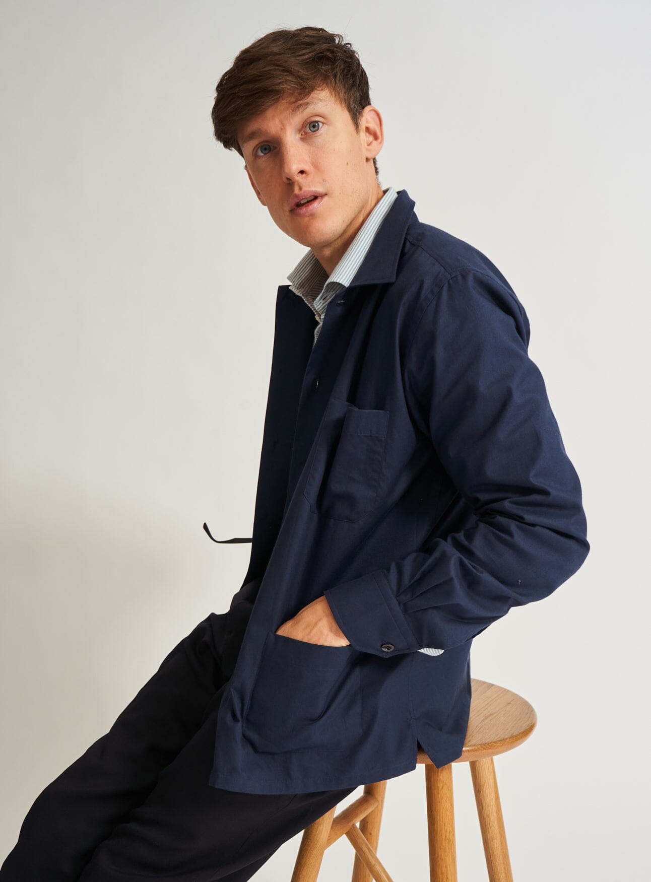 Regenerative Cotton Navy Shirt Jacket Over-Shirts Neem Global 