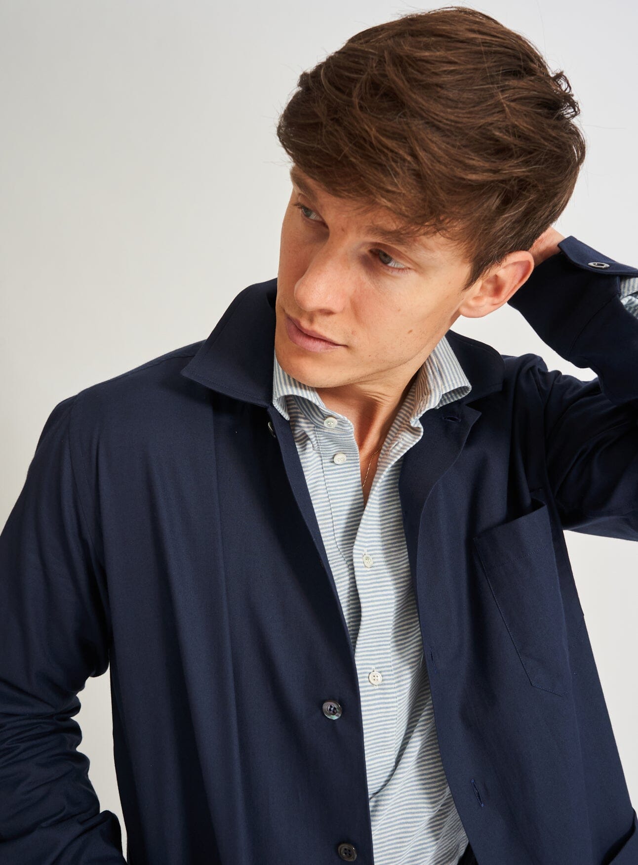 Regenerative Cotton Navy Shirt Jacket Over-Shirts Neem Global 