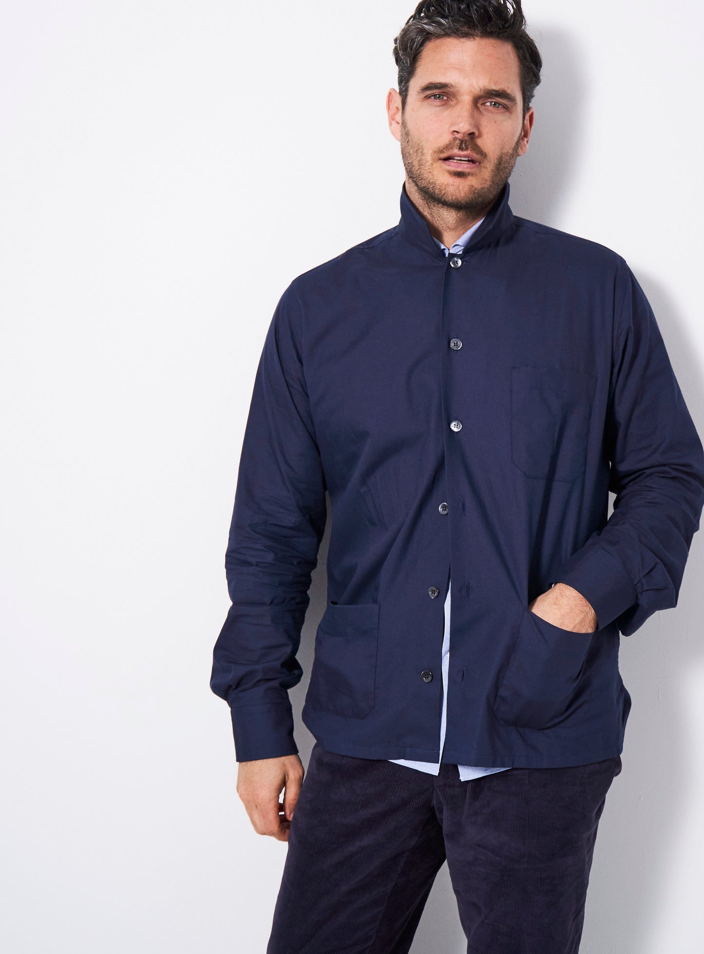 Regenerative Cotton Navy Shirt Jacket Pre-order Neem Global 