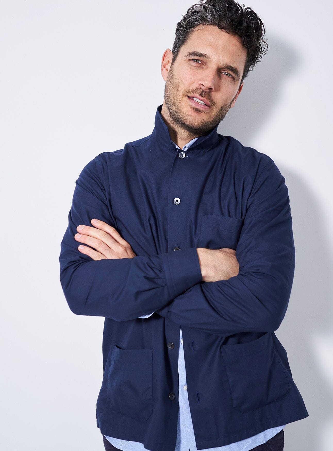 Regenerative Cotton Navy Shirt Jacket Over-Shirts Neem Global 