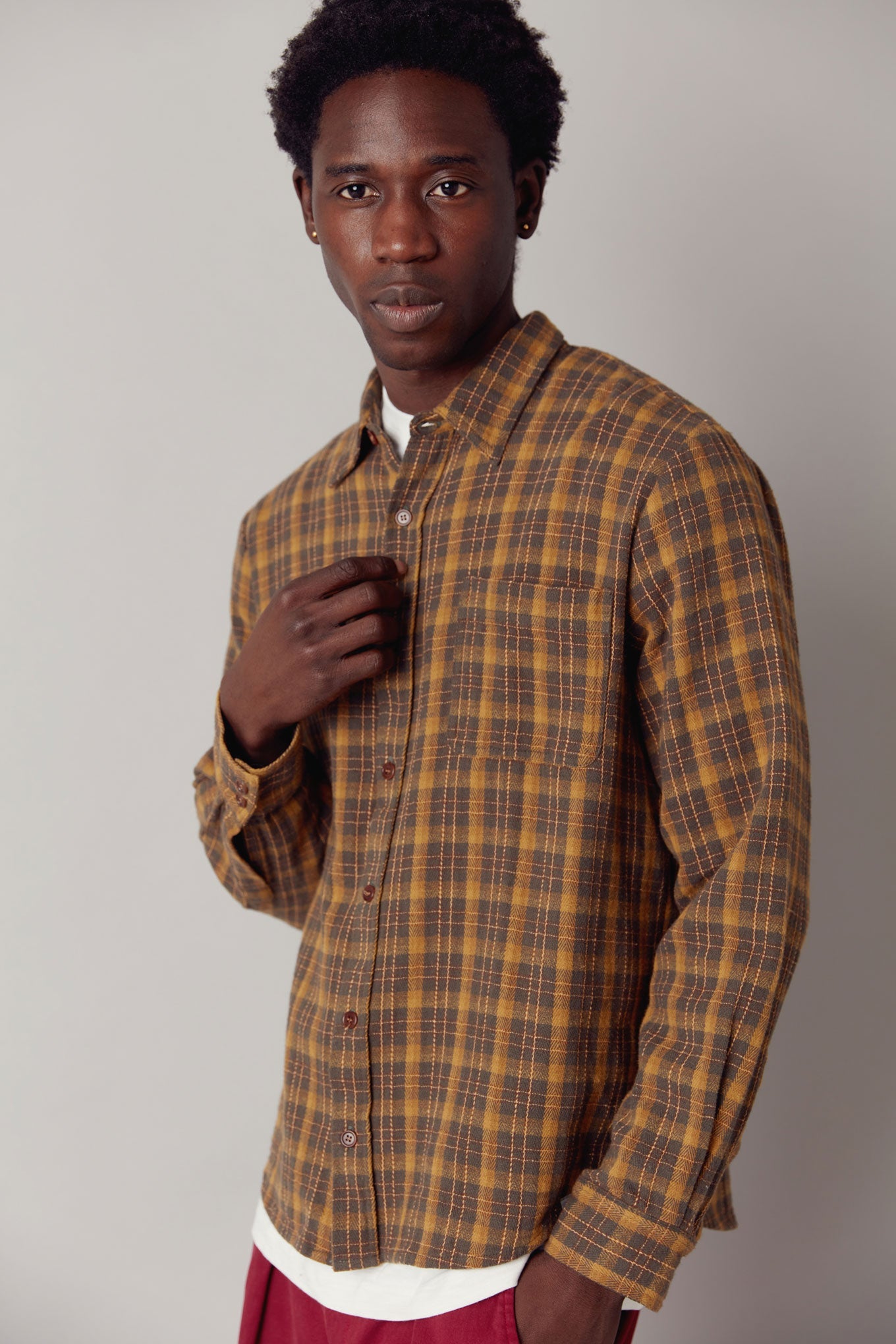 SANTI - Organic Cotton Flannel Shirt Ivy