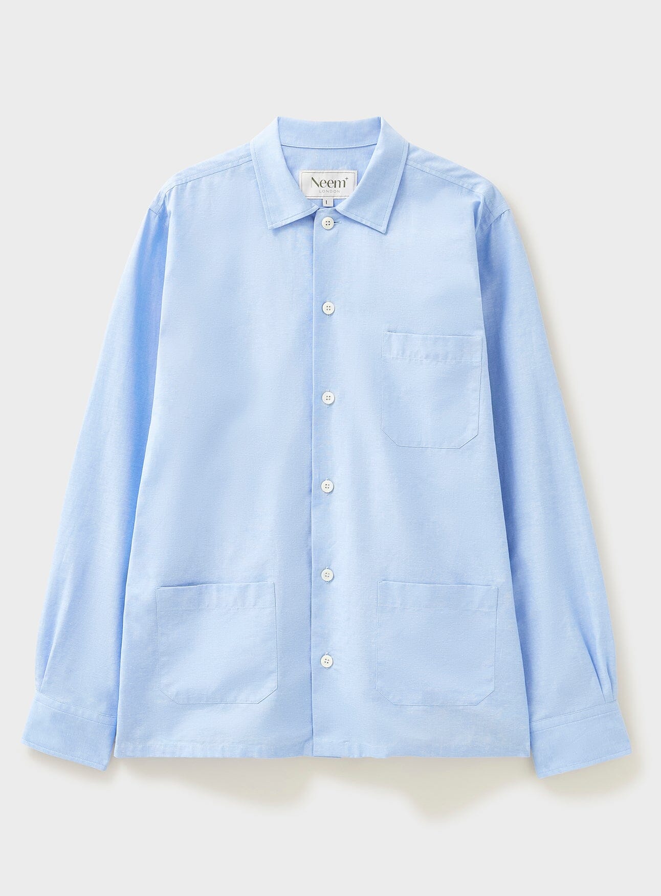 Recycled Italian Sky Slub Shirt Jacket White Shirts Neem Global 