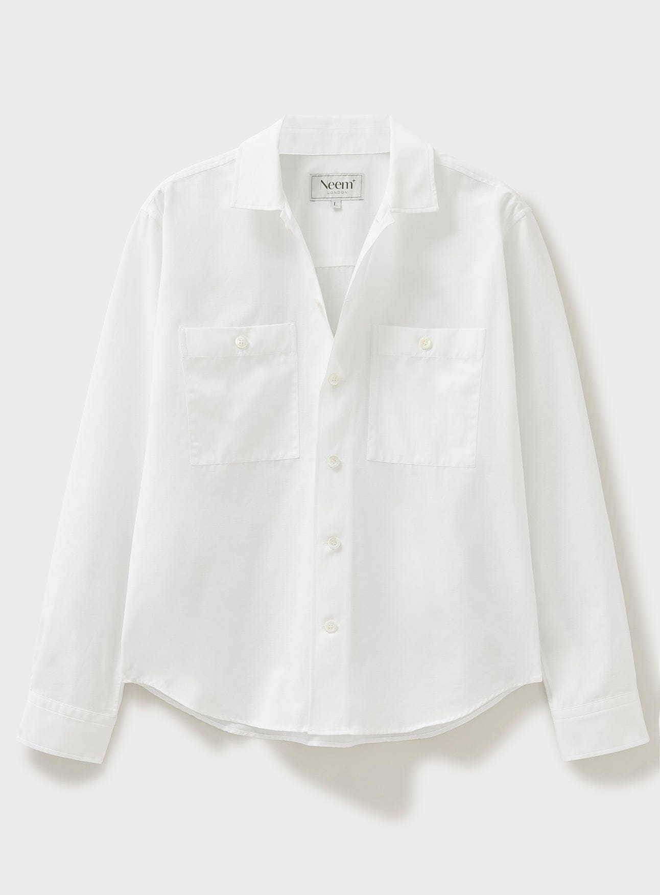 Recycled Italian White Double Pocket Over Shirt Over-Shirts Neem Global 