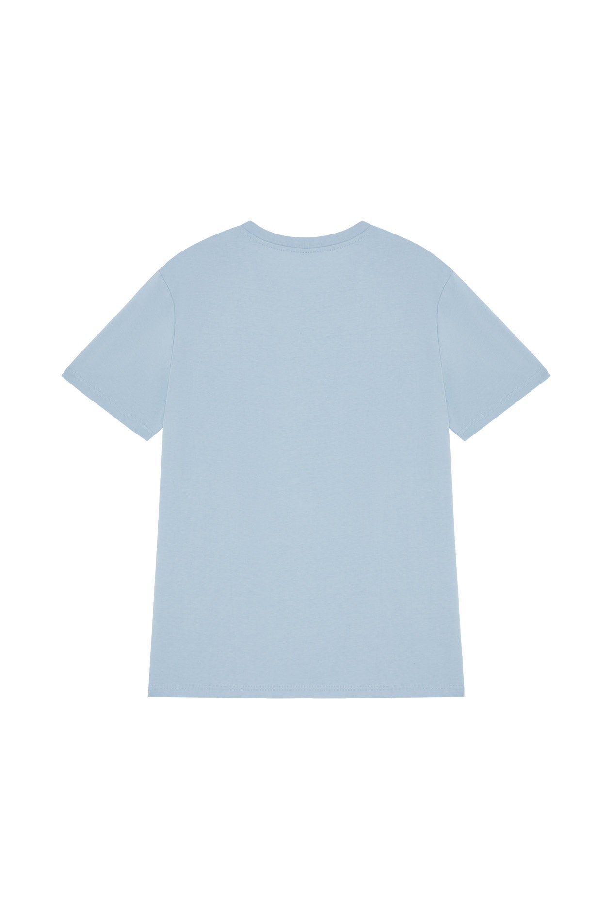 Back of unisex sky blue organic cotton t-shirt
